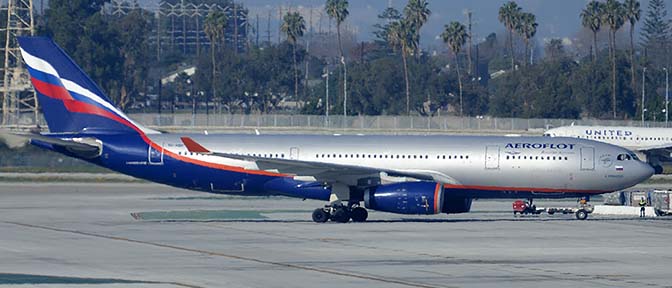 Aeroflot Airbus A330-243 VQ-BBF, Los Angeles international Airport, January 19, 2015